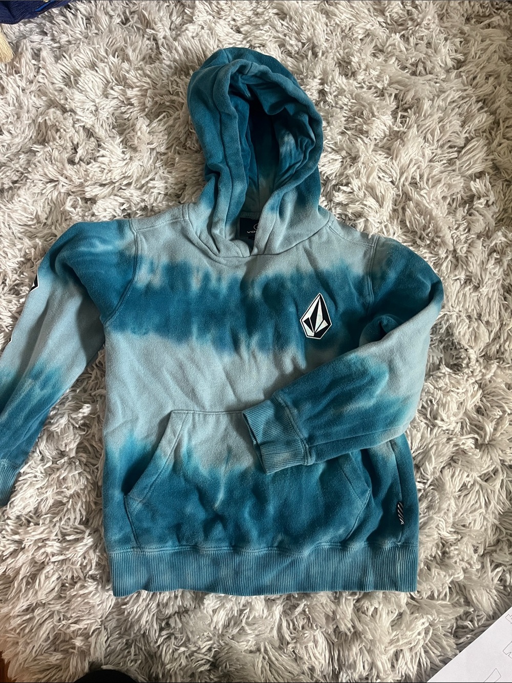Volcom Blue Teal Tie-Dye Pullover Hoodie